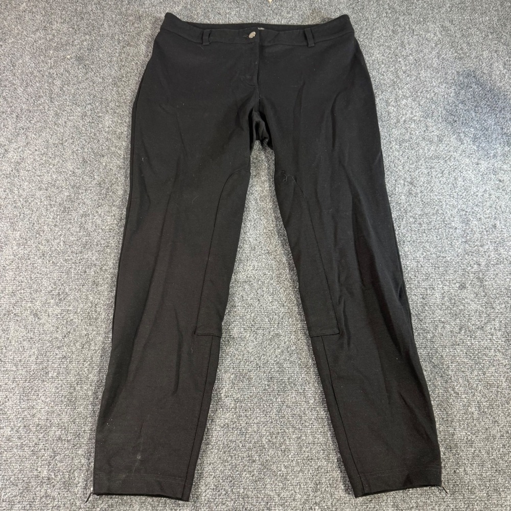 Eileen Fisher Womens Black Ponte Ankle Pants Skinny Side Zip Hem Size M RN78121